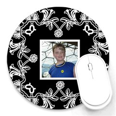 Art nouveau black & white round  mousemat - Round Mousepad