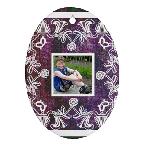 Art Nouveau Purple Lace  Oval Ornament By Catvinnat Front