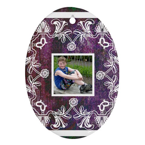 Art Nouveau Purple Lace  Oval Ornament By Catvinnat Back