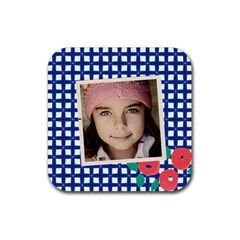 Blue squares coaster - Rubber Coaster (Square)