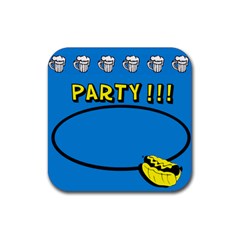 Party blue - Rubber square coaster - Rubber Coaster (Square)
