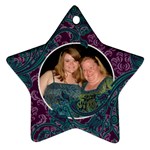 Purple & Blue Damask Ornament - Ornament (Star)