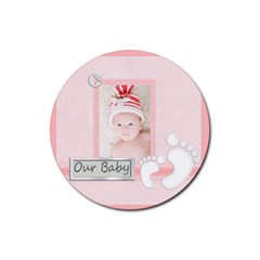 baby pink - Rubber Round Coaster (4 pack) baby pink - Rubber Round Coaster (4 pack)