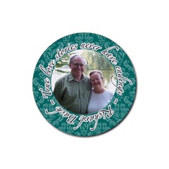 Turquoise Damask Love Quote Coaster - Rubber Coaster (Round) Turquoise Damask Love Quote Coaster - Rubber Coaster (Round)