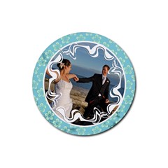 Blue flowers  - Rubber coaster - Rubber Coaster (Round)