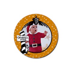 Orange Christmas- Rubber coaster - Rubber Coaster (Round)