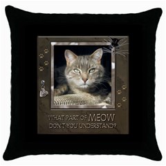 Cat Pillow #2 - Throw Pillow Case (Black)