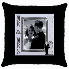 Mr & Mrs Pillow - Throw Pillow Case (Black)