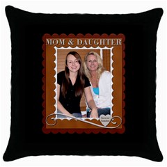 Mom & Daughter Pillow - Throw Pillow Case (Black)