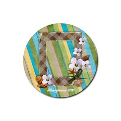 Round coaster- Tropical, vacation, beach - Rubber Coaster (Round)