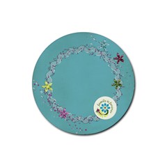 Round coaster-Flowers & glitter, family - Rubber Coaster (Round)