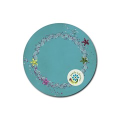 Round coaster-Flowers & glitter, family - Rubber Coaster (Round) Round coaster-Flowers & glitter, family - Rubber Coaster (Round)
