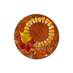 Round Coaster-Family, autumn, thanksgiving - Rubber Coaster (Round) Round Coaster-Family, autumn, thanksgiving - Rubber Coaster (Round)