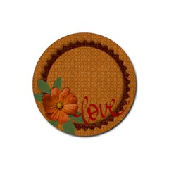 Round coaster-Love, autumn, fall - Rubber Coaster (Round)