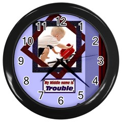 boy clock template (4 styles) - Wall Clock (Black)