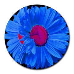 Blue Painted Daisy Mouse Pad - Round Mousepad