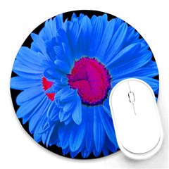 Blue Painted Daisy Mouse Pad - Round Mousepad