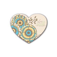 Heart Coaster- Love word art - Rubber Coaster (Heart)