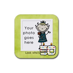 Look who s 50 coaster - Rubber Square Coaster (4 pack)
