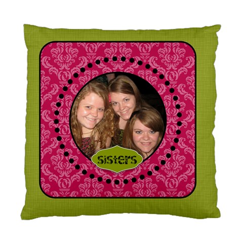 Pink & Green Damask Cushion By Klh Front
