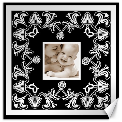 Art Nouveau Black & White 12 X 12 Canvas By Catvinnat 11.4 x11.56  Canvas - 1