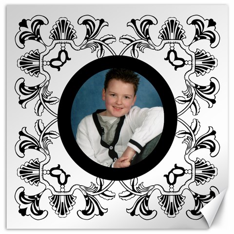 Art Nouveau White & Black  12 X 12 Canvas By Catvinnat 11.4 x11.56  Canvas - 1