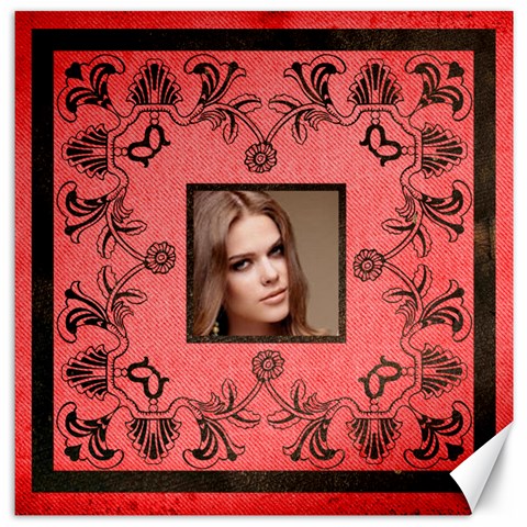 Red Art Nouveau Portrait 12 X 12 Canvas By Catvinnat 11.4 x11.56  Canvas - 1