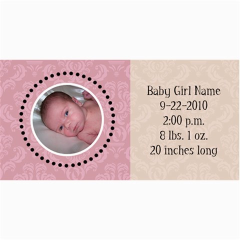 Baby Girl Pink Announcement By Klh 8 x4  Photo Card - 1