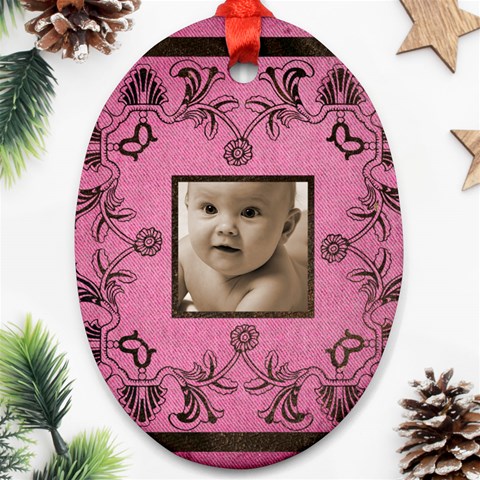 Art Nouveau Pink Oval Ornament By Catvinnat Back