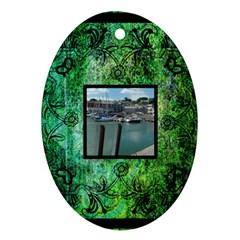 art nouveau deep green oval ornament - Oval Ornament (Two Sides)