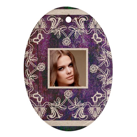Art Nouveau Purple Lace Oval Ornament By Catvinnat Front