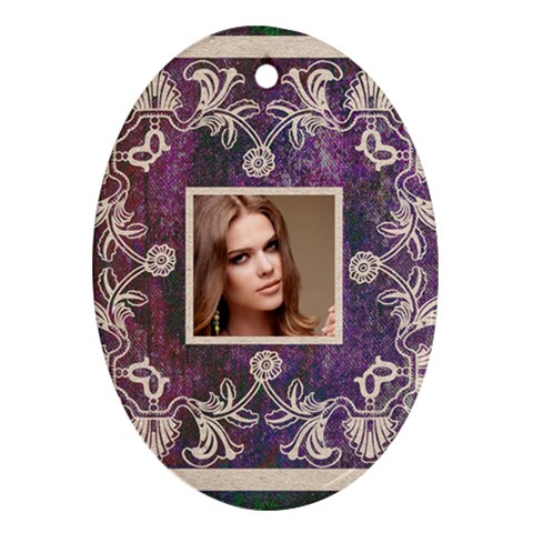 Art Nouveau Purple Lace Oval Ornament By Catvinnat Back