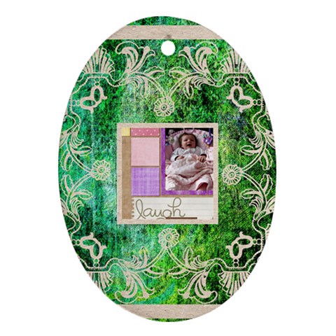 Art Nouveau Green Lace Oval Ornament By Catvinnat Back
