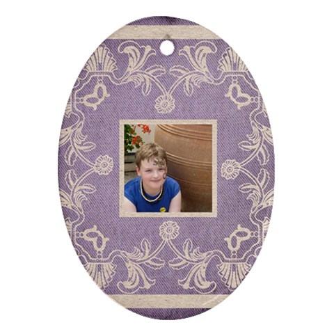 Art Nouveau Lavendar Lace Oval Ornament By Catvinnat Front