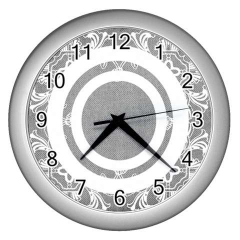 Art Nouveau Grey Circle Lace Silver Clock By Catvinnat Front