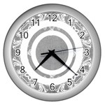 art nouveau grey circle lace silver clock - Wall Clock (Silver)