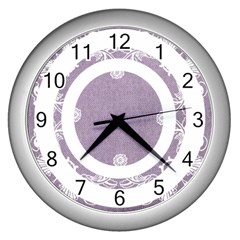 art nouveau lavendar circle silver clock - Wall Clock (Silver) art nouveau lavendar circle silver clock - Wall Clock (Silver)