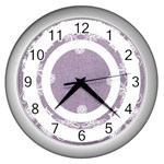 art nouveau lavendar circle  silver clock - Wall Clock (Silver)