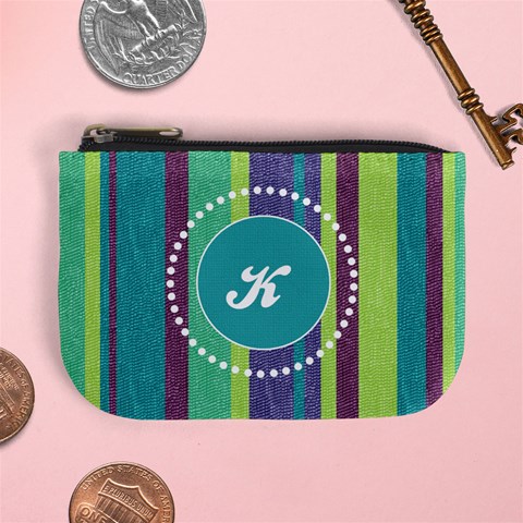 Stripes Monogram Mini Coin Purse By Klh Front
