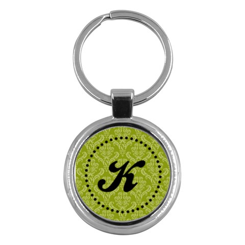 Green & Black Monogram Keychain By Klh Front
