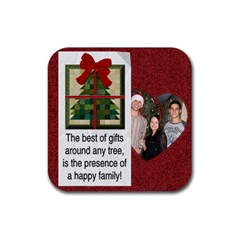Happy Family Christmas Coaster - Rubber Coaster (Square)