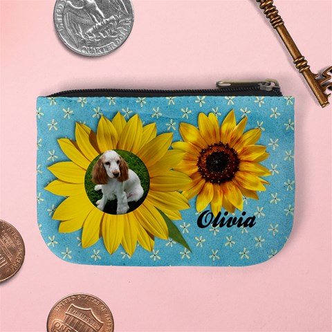 Sunflower Mini Coin Purse By Mikki Back