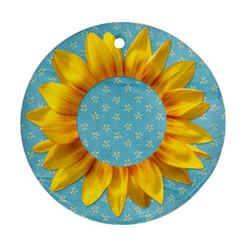 Sunflower Round Ornament By Mikki Front