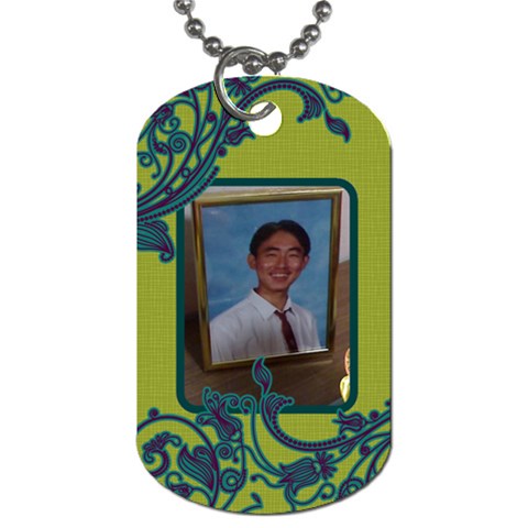 Green With Blue Swirls Dog Tag By Jena Front