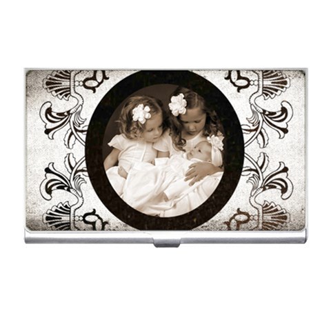 Art Nouveau Grey Lace Business Card Holder By Catvinnat Front