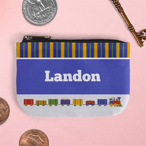 Train & Stripes Mini Coin Purse By Klh Front