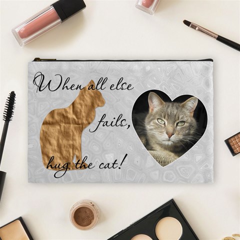 Cat Large Cosmetic Bag By Lil Front