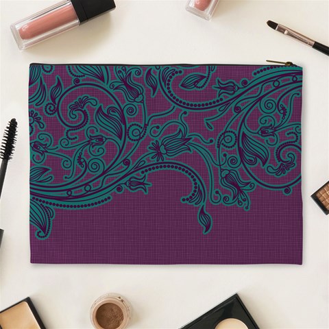 Purple & Turquoise Xl Cosmetic Bag By Klh Back