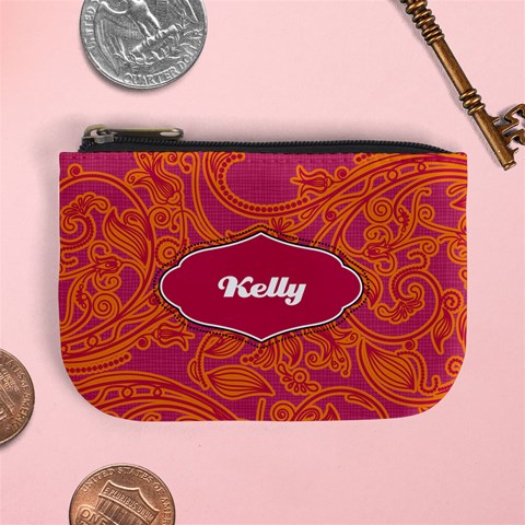 Pink & Orange Mini Coin Purse By Klh Front