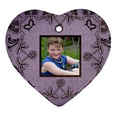 classic purple & black lace heart ornament - Heart Ornament (Two Sides)